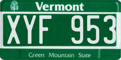 VT license plate XYF953
