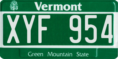 VT license plate XYF954