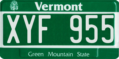 VT license plate XYF955