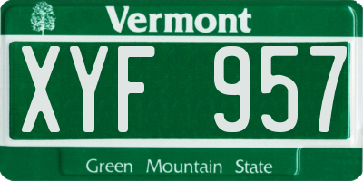 VT license plate XYF957
