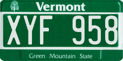 VT license plate XYF958