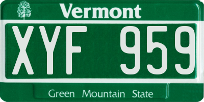 VT license plate XYF959