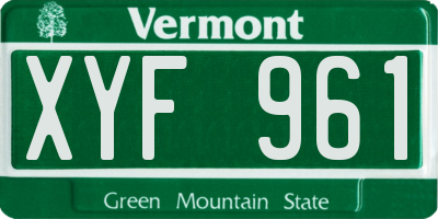 VT license plate XYF961
