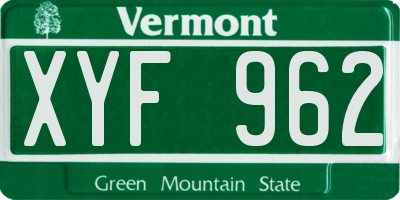 VT license plate XYF962