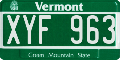 VT license plate XYF963