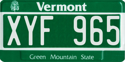 VT license plate XYF965