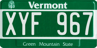 VT license plate XYF967