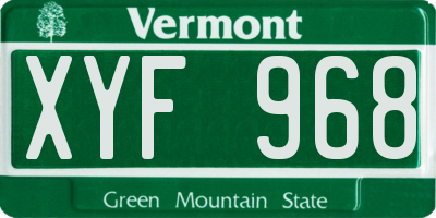VT license plate XYF968