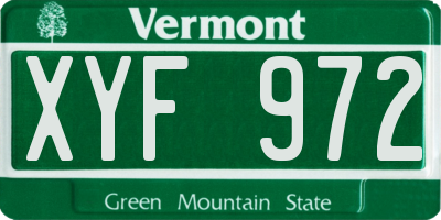 VT license plate XYF972