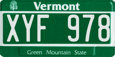 VT license plate XYF978