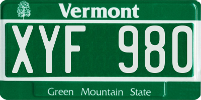 VT license plate XYF980