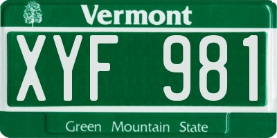 VT license plate XYF981