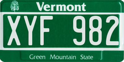 VT license plate XYF982