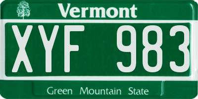 VT license plate XYF983