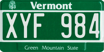VT license plate XYF984