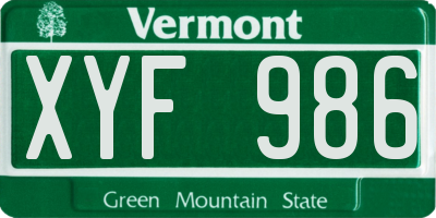 VT license plate XYF986