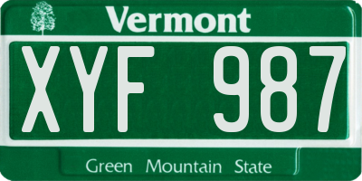 VT license plate XYF987