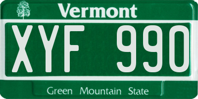 VT license plate XYF990
