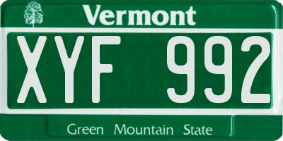VT license plate XYF992