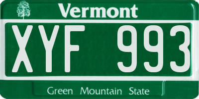 VT license plate XYF993