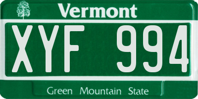 VT license plate XYF994