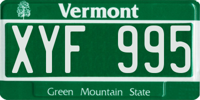 VT license plate XYF995