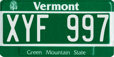VT license plate XYF997