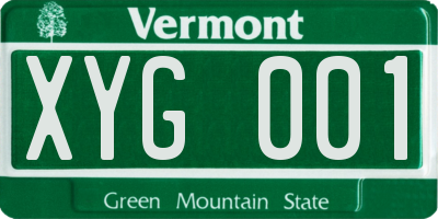 VT license plate XYG001