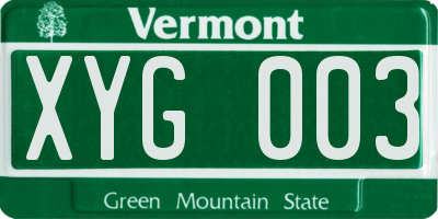 VT license plate XYG003
