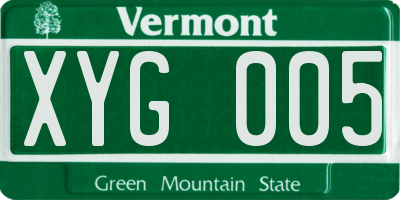 VT license plate XYG005