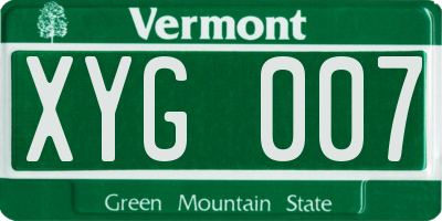VT license plate XYG007