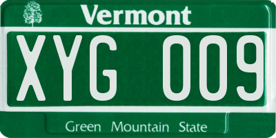 VT license plate XYG009