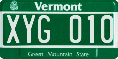 VT license plate XYG010