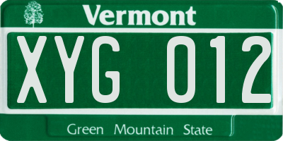 VT license plate XYG012
