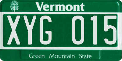 VT license plate XYG015