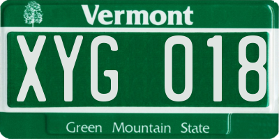 VT license plate XYG018
