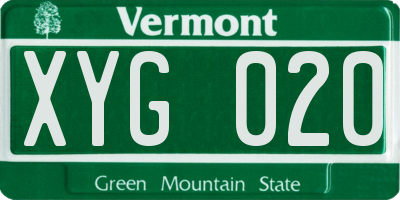 VT license plate XYG020