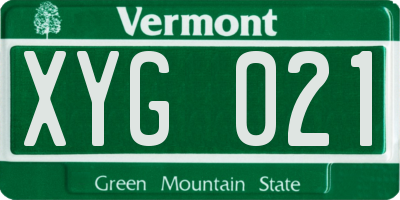 VT license plate XYG021