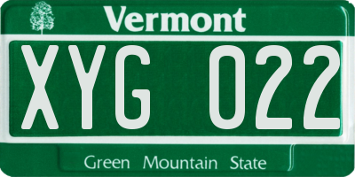 VT license plate XYG022