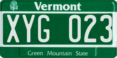 VT license plate XYG023