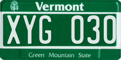 VT license plate XYG030