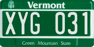VT license plate XYG031