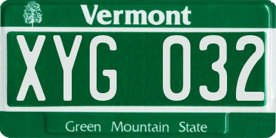 VT license plate XYG032