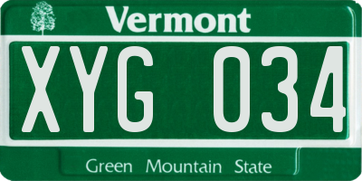 VT license plate XYG034