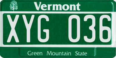 VT license plate XYG036