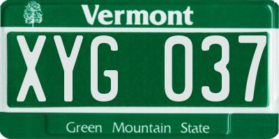 VT license plate XYG037