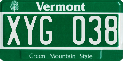 VT license plate XYG038