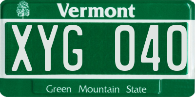 VT license plate XYG040