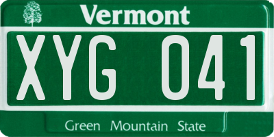 VT license plate XYG041
