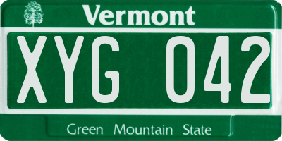 VT license plate XYG042